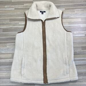 Chaps Women’s Sherpa Fleece Vest Beige Size Large - JN316